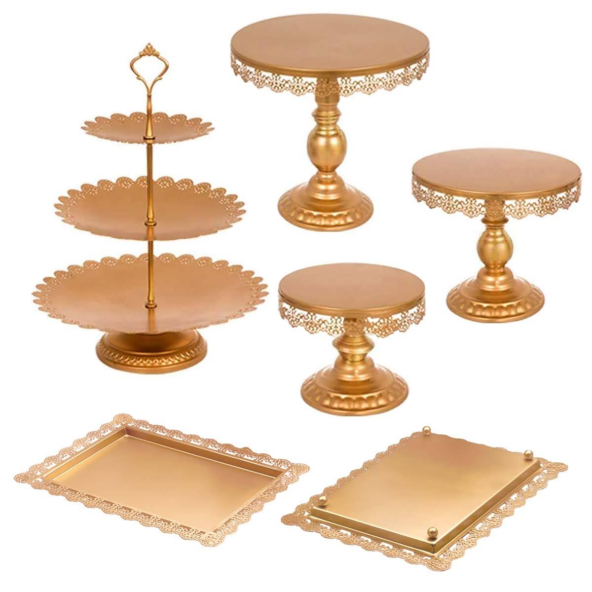 6pcs Cake Cupcake Stand Dessert Holder Crystal Decor Metal V123