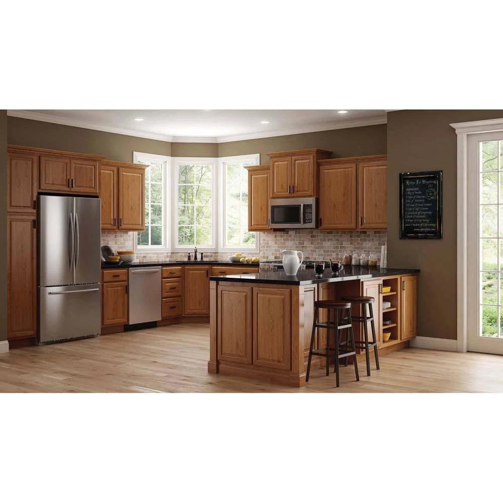 Medium Oak Diagonal Corner Wall Kitchen Cabinet J76325