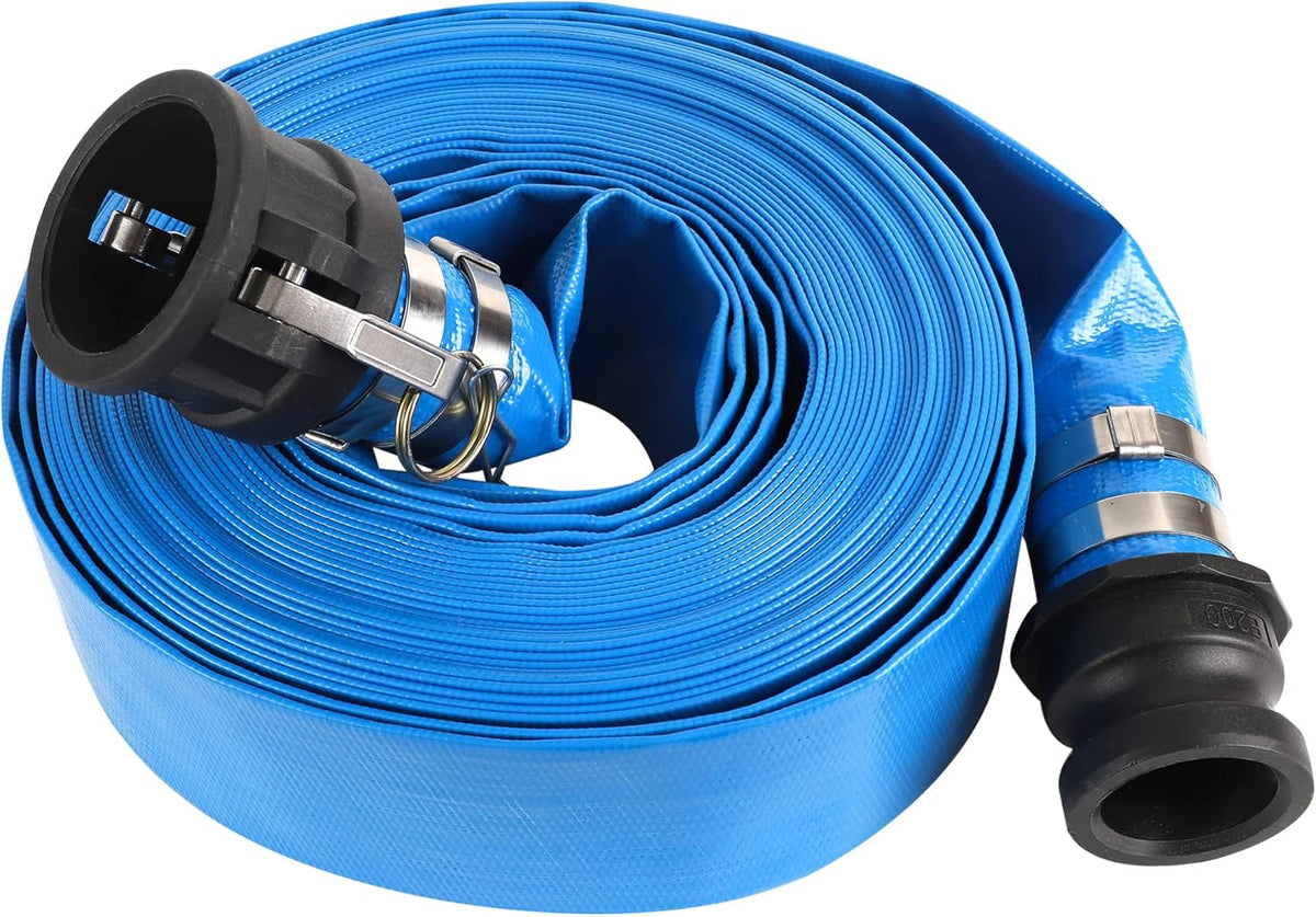 Blue 50FT PVC Lay Flat Discharge Hose with Camlock Fittings T107837
