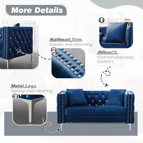 Black Velvet Loveseat Sofa Y88290