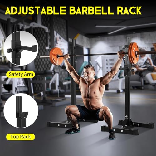 Black Adjustable Squat Rack Stand Set of 2 T851