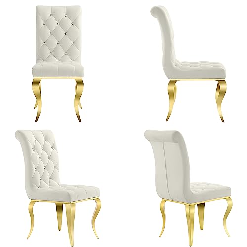 7 Piece White Velvet Dining Table Set J72166