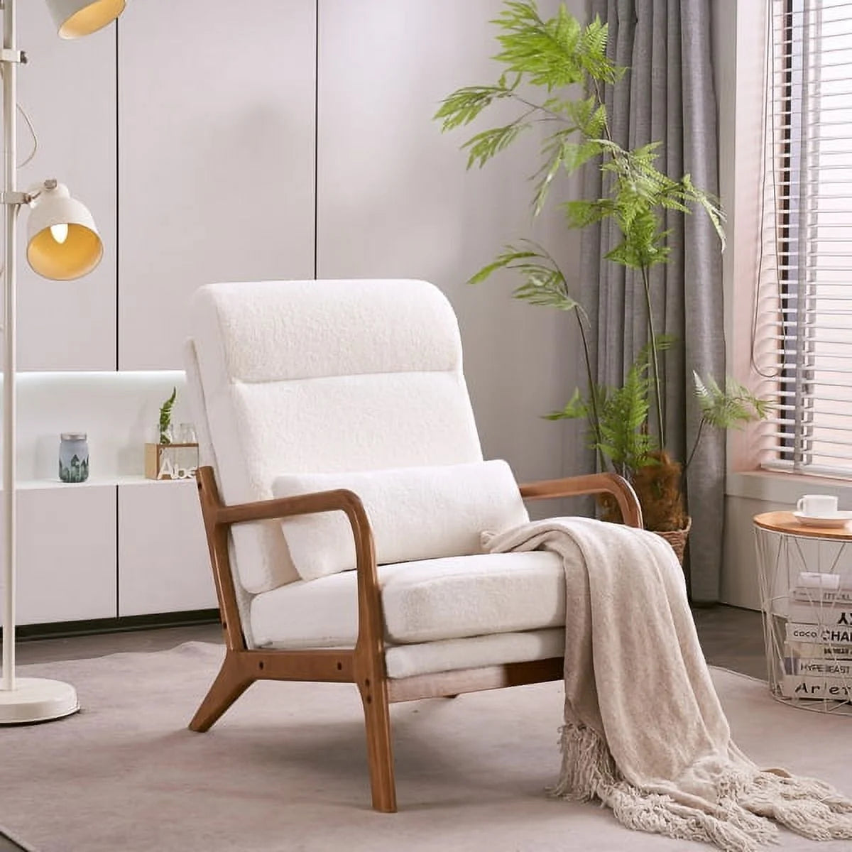 Mid-Century Modern Accent Chair with Lumbar Pillow V740
