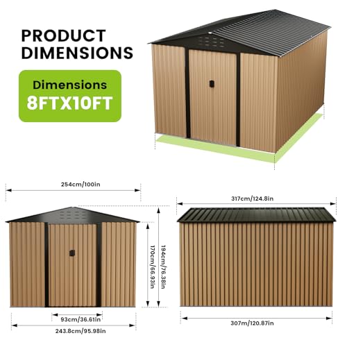 8 x 6 FT Metal Outdoor Storage Shed with Lock D12876
