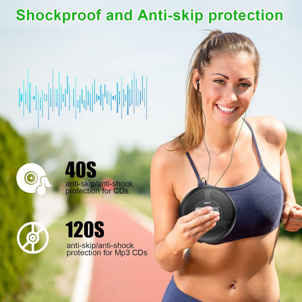 Portable CD Player with Bluetooth FM Transmitter AUX Output Rechargeable 1800mah Touch Button Anti-Skip Shockproof Protection Pack of 2 J499072