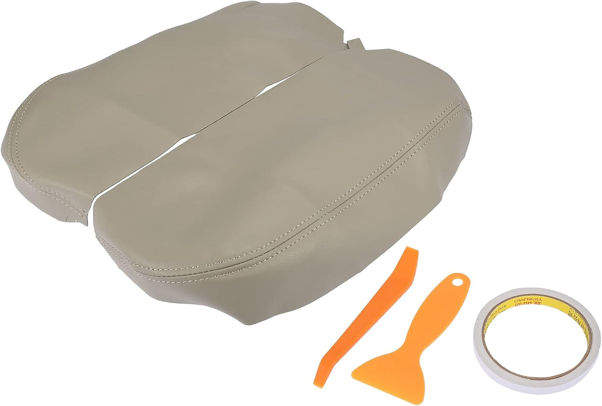 Beige Microfiber Leather Car Center Console Armrest Cover W2193