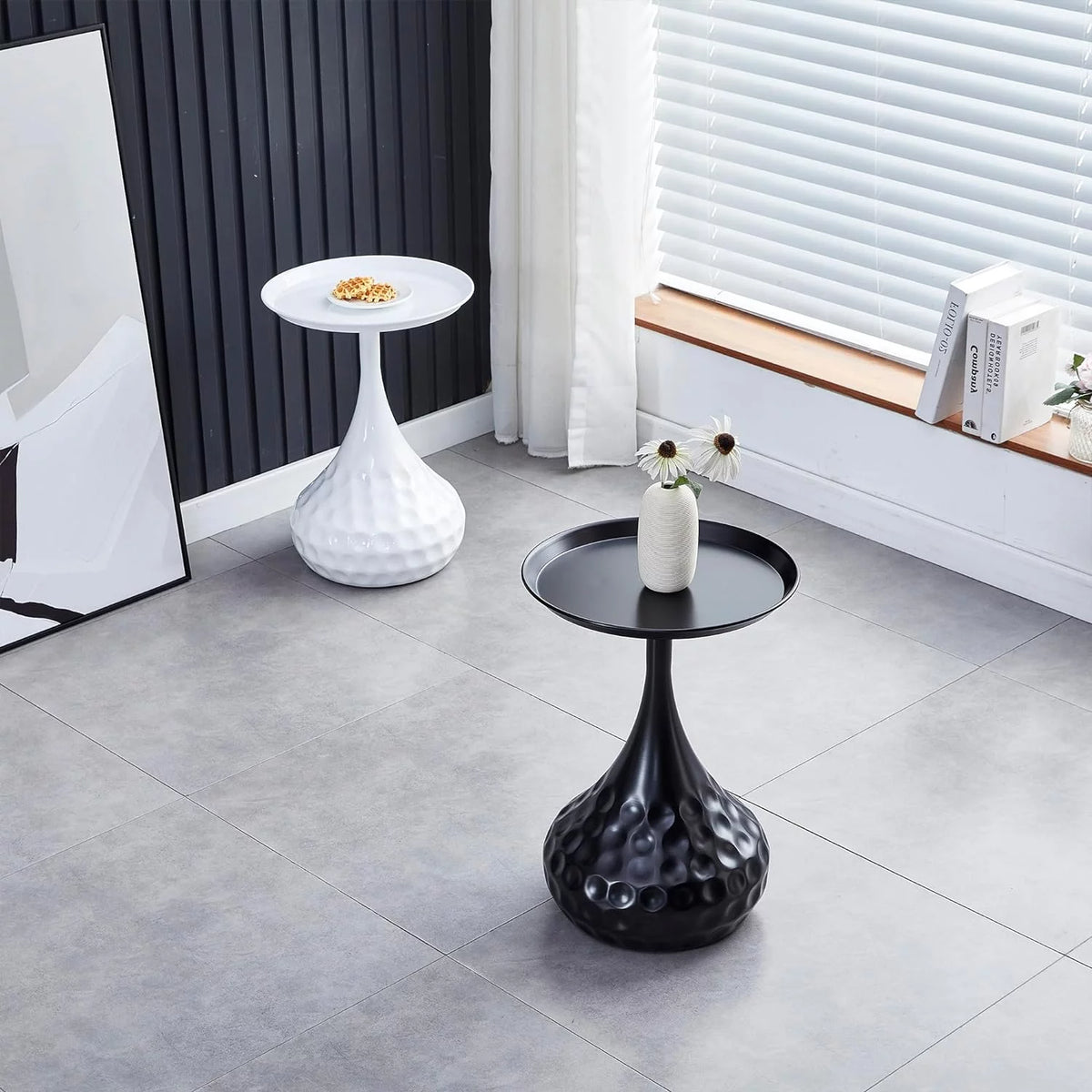 Black Metal Round End Table F98101
