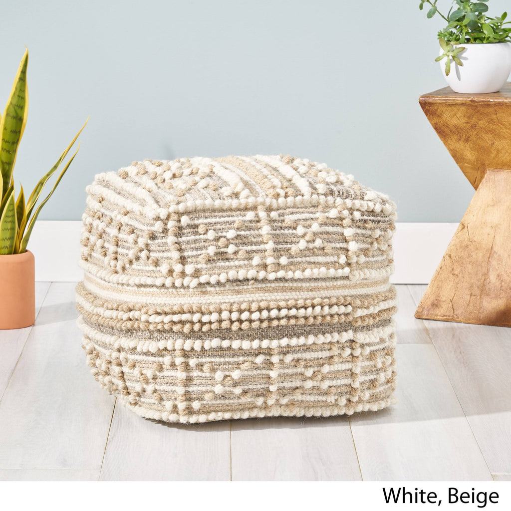 Wool and Cotton Pouf Ottoman N68037