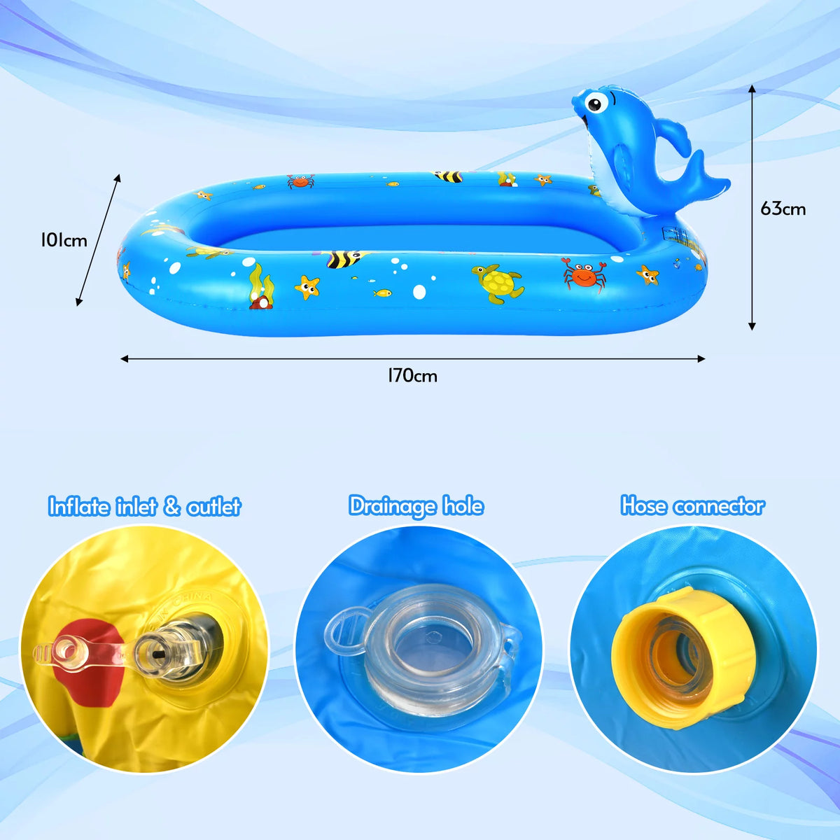 Inflatable Sprinkler Pool 67 * 40in H213