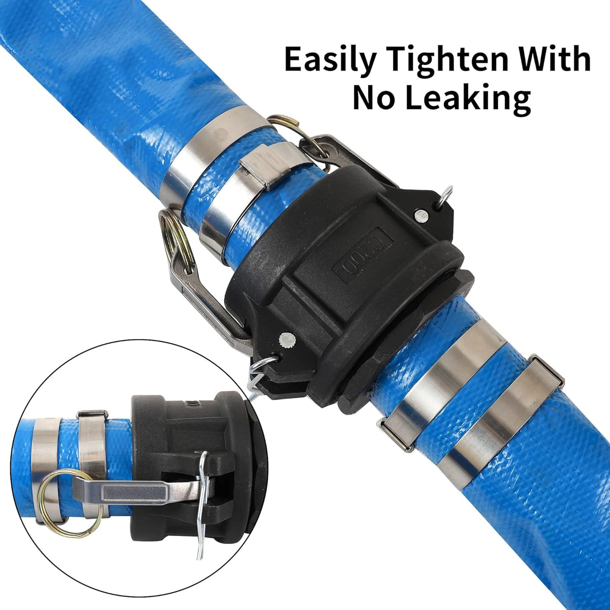 Blue 50FT PVC Lay Flat Discharge Hose with Camlock Fittings T107837