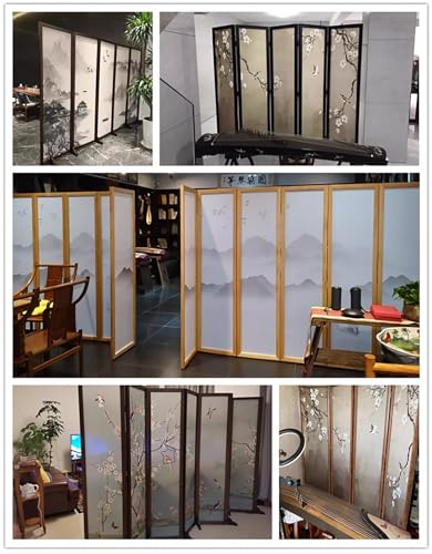 6 Panel Walnut Wood Room Divider Y262074