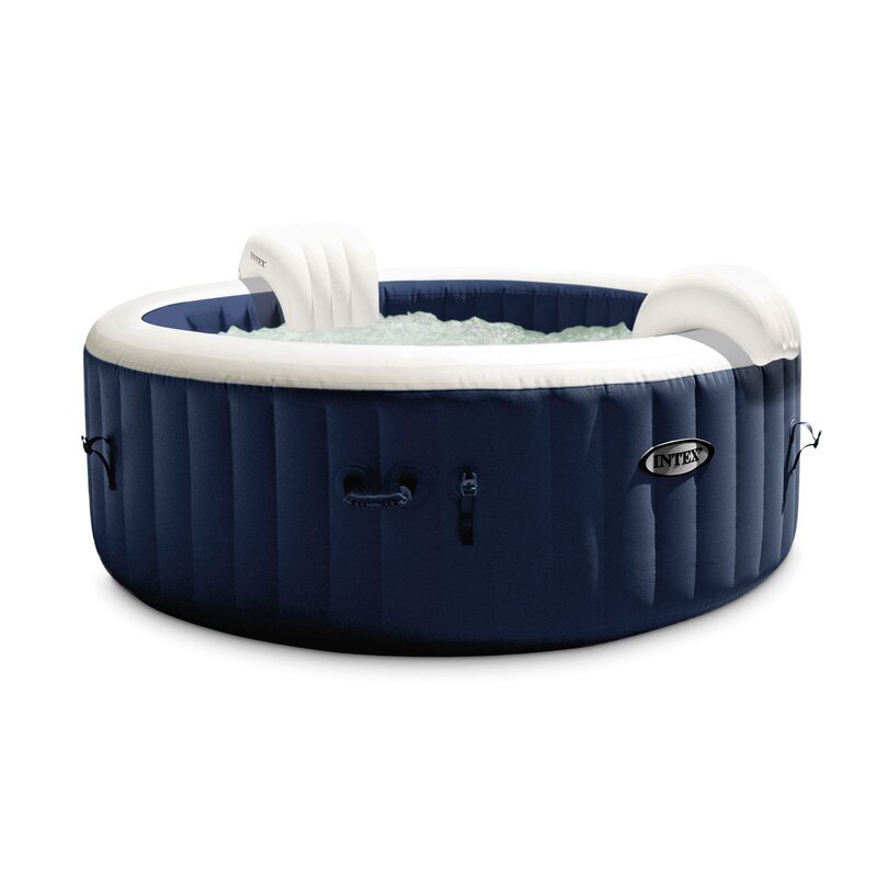 6 Person 170 Jet Vinyl Round Inflatable Hot Tub in Dark Blue R14983