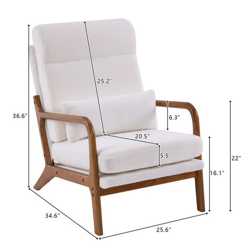 Mid-Century Modern Accent Chair with Lumbar Pillow V740