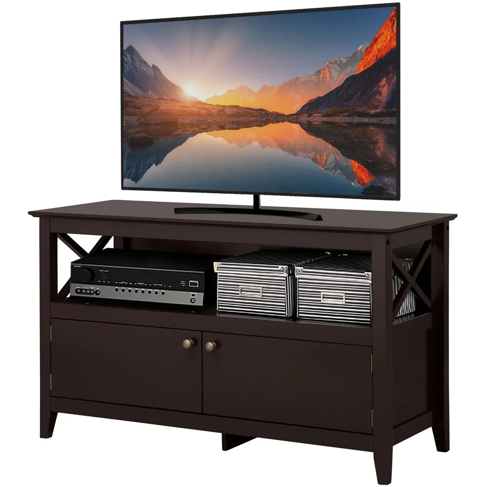 Espresso TV Stand with Storage and 2 Doors Q30202