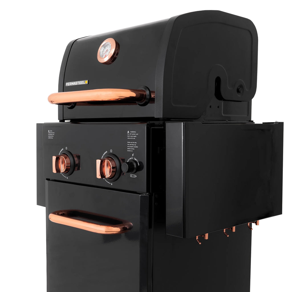 Black 2-Burner Compact Propane Gas Grill with Foldable Sides Q3352