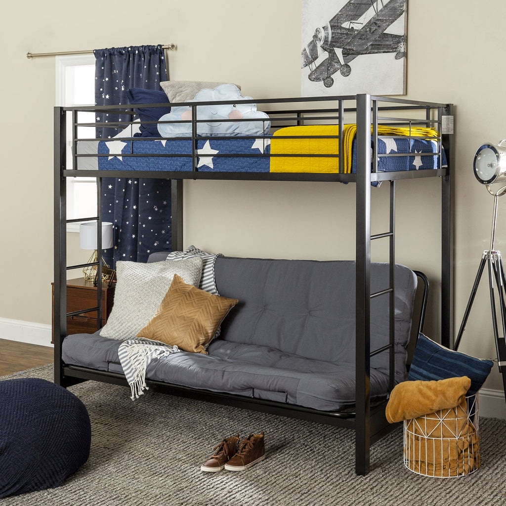 Black Metal Twin Over Futon Bunk Bed R68376