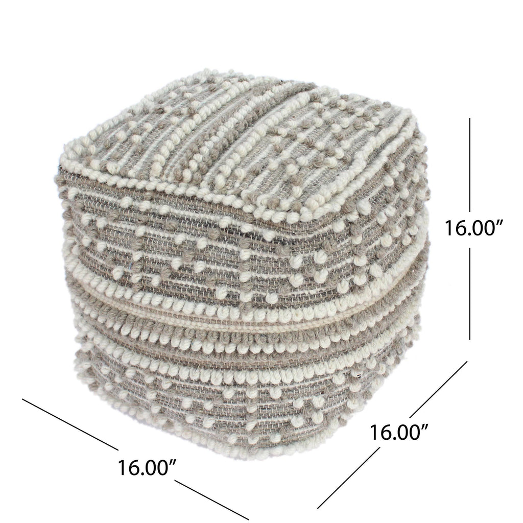 Wool and Cotton Pouf Ottoman N68037