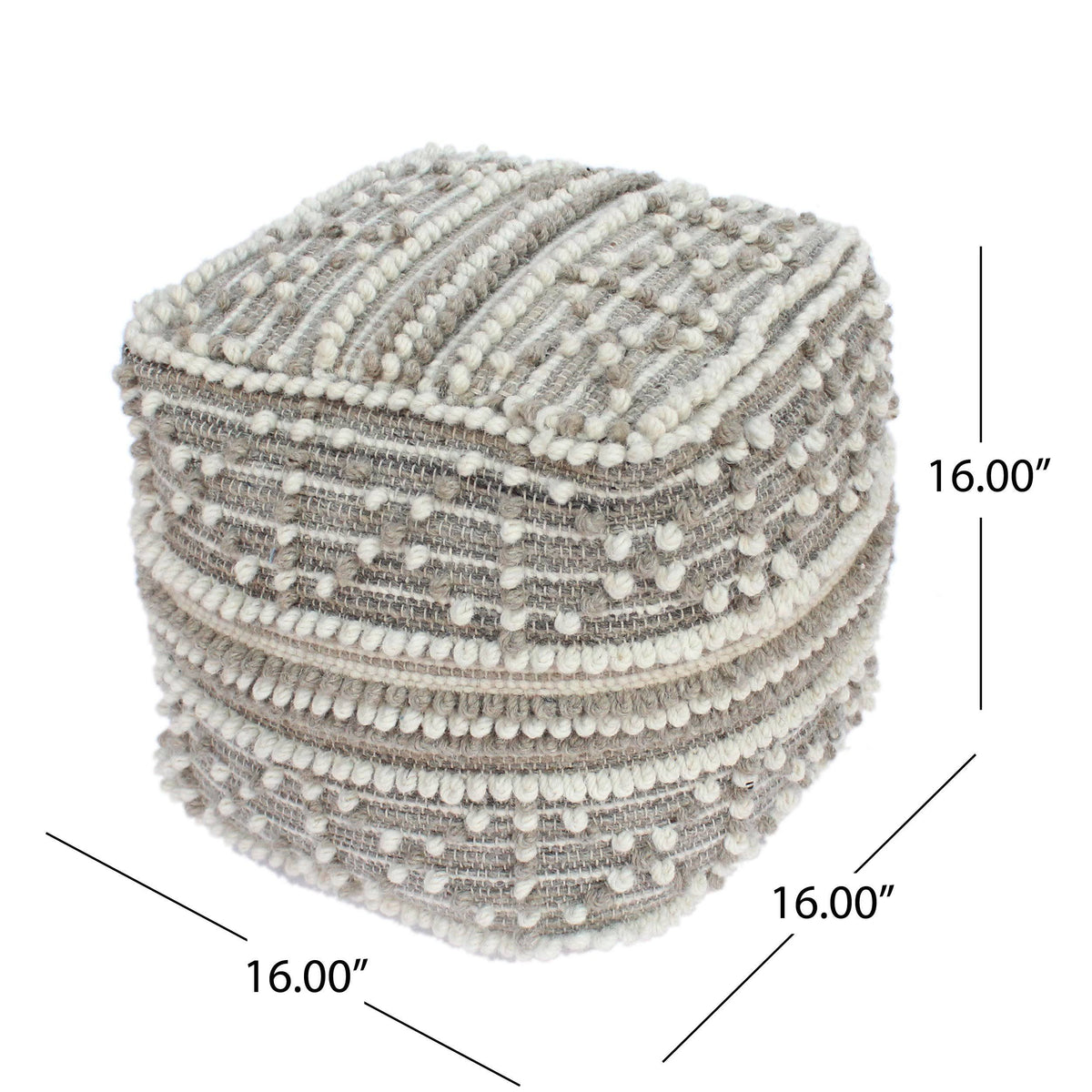 Wool and Cotton Pouf Ottoman N68037