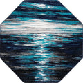 Navy Blue/Beige 7' 10" Octagon Abstract Rug J116432