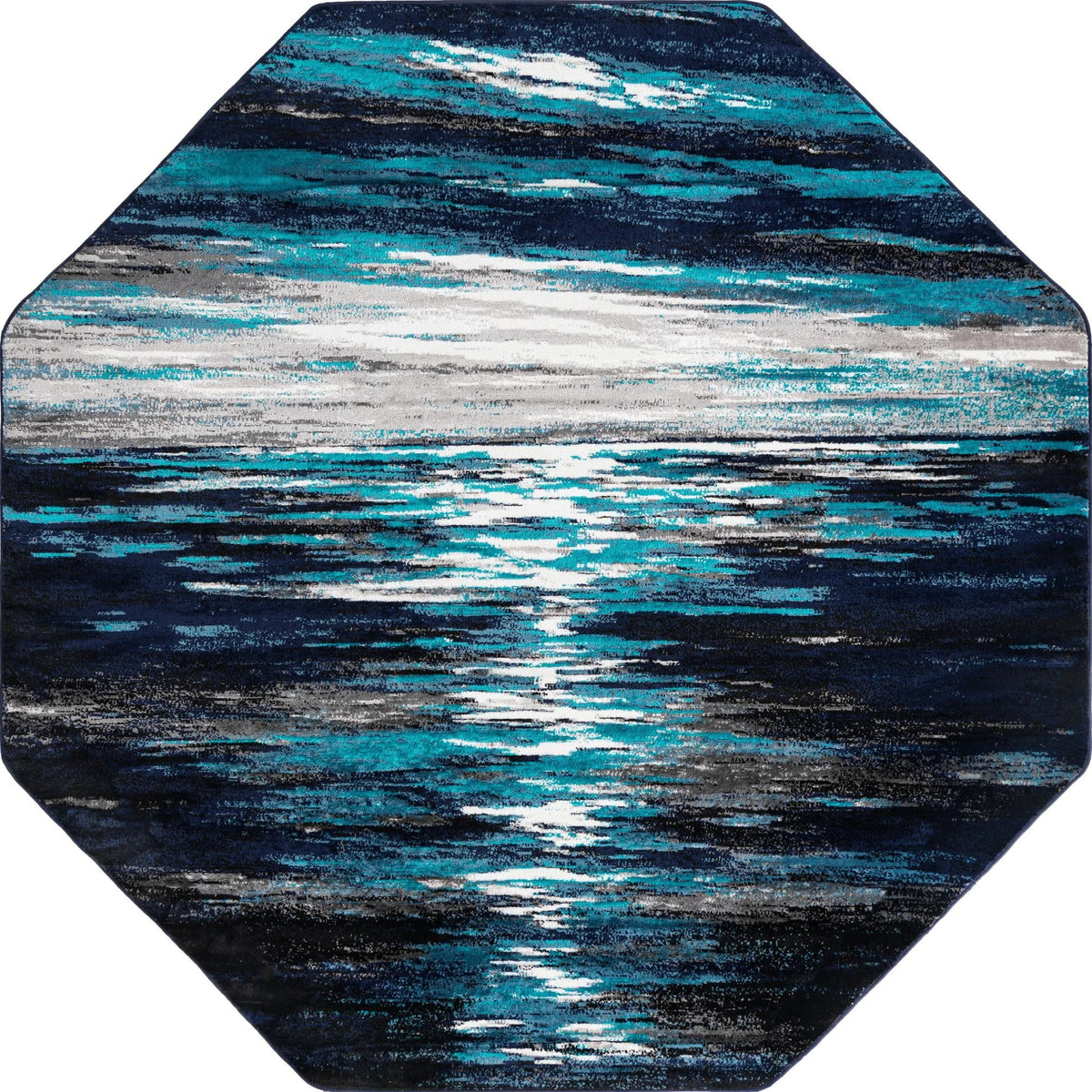 Navy Blue/Beige 7' 10" Octagon Abstract Rug J116432
