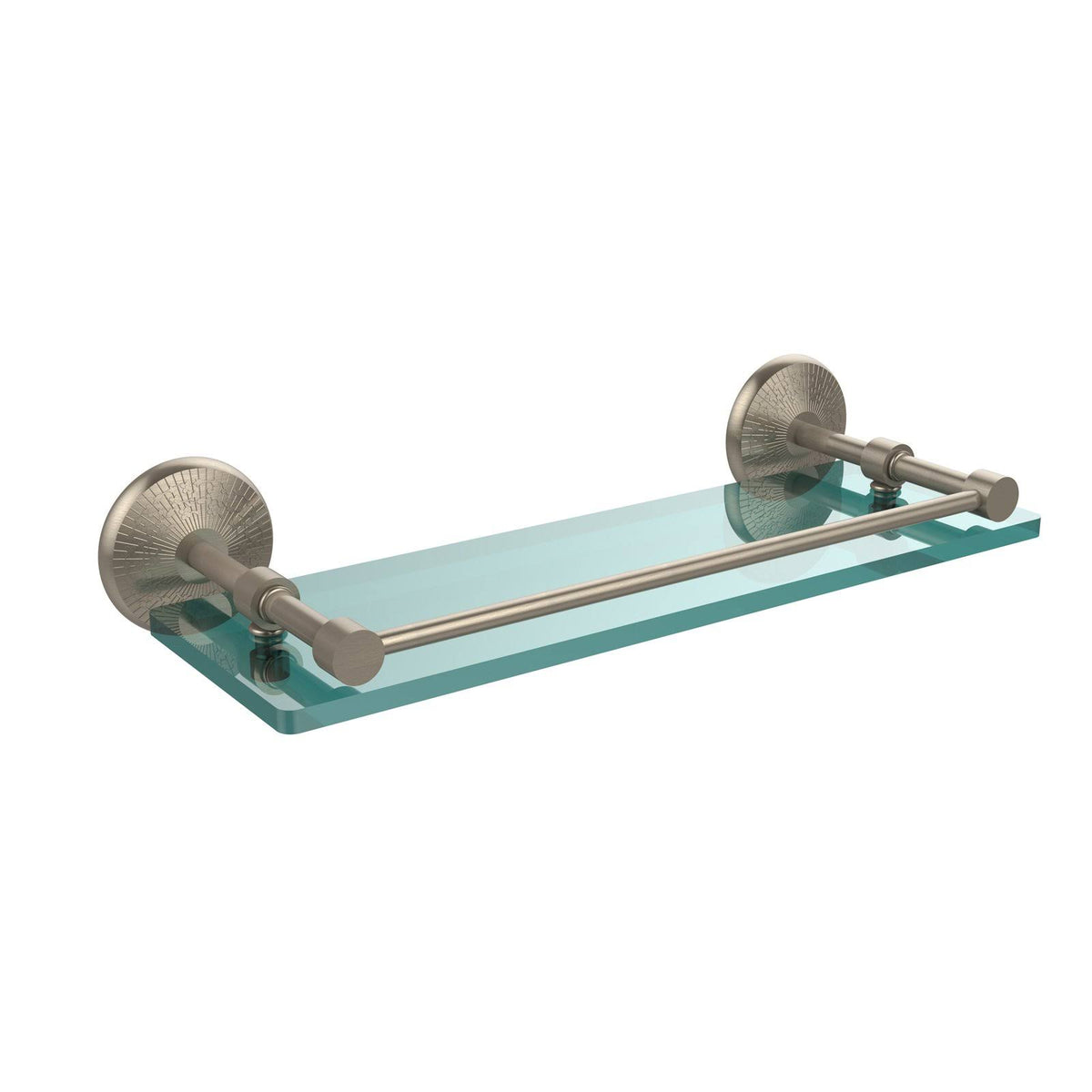 22-inch Tempered Glass Shelf with Gallery Rail Antique Pewter B4713