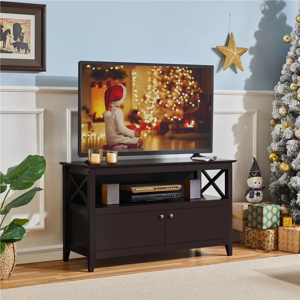 Espresso TV Stand with Storage and 2 Doors Q30202