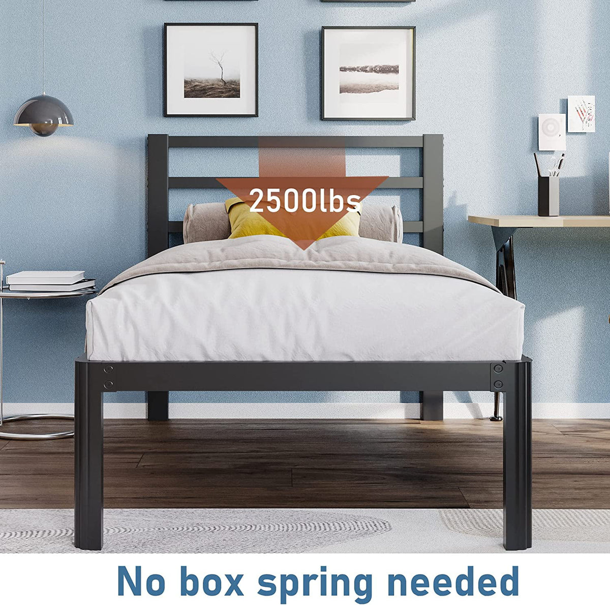 14 Inch Heavy Duty Metal Platform Bed Frame with Headboard S412967