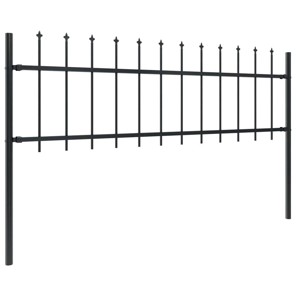 Black Steel Garden Fence with Spear Top H99671