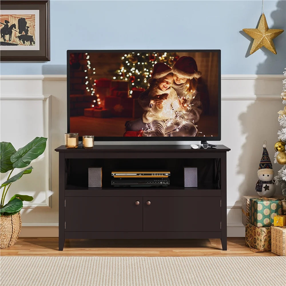 Espresso TV Stand with Storage and 2 Doors Q30202