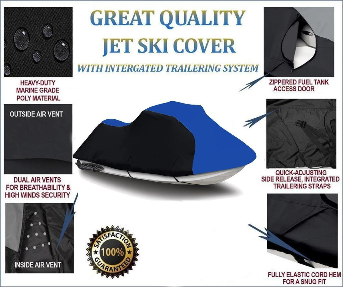 Black Blue Heavy-Duty 600 Denier Jet Ski Cover R387