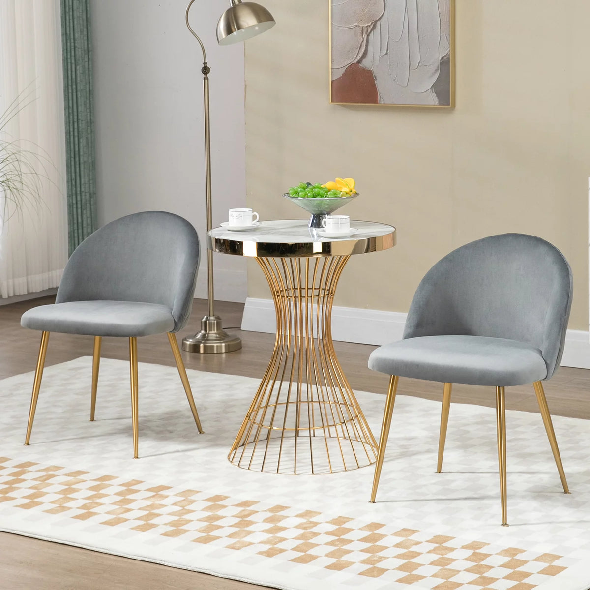 Set of 4 Grey Upholstered Velvet Dining Chairs U148604