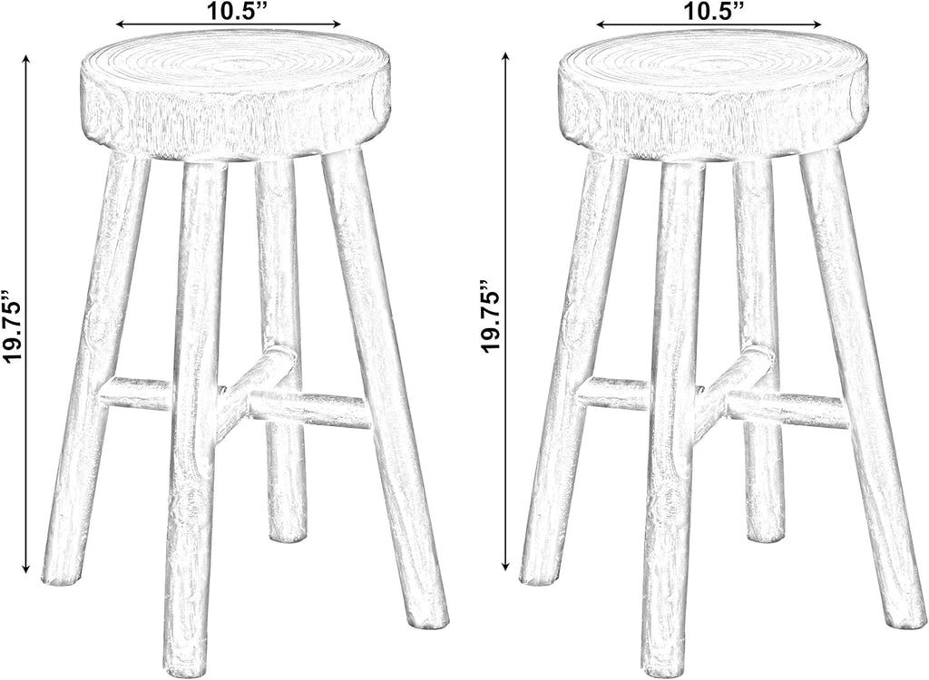 Antique Round Wooden Stools Set of 2 S671