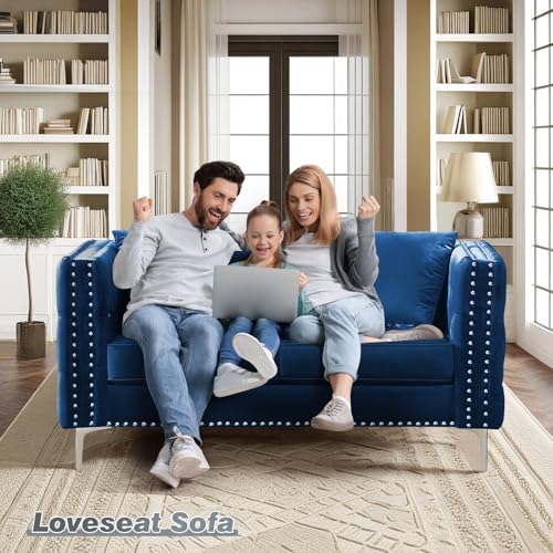 Black Velvet Loveseat Sofa Y88290