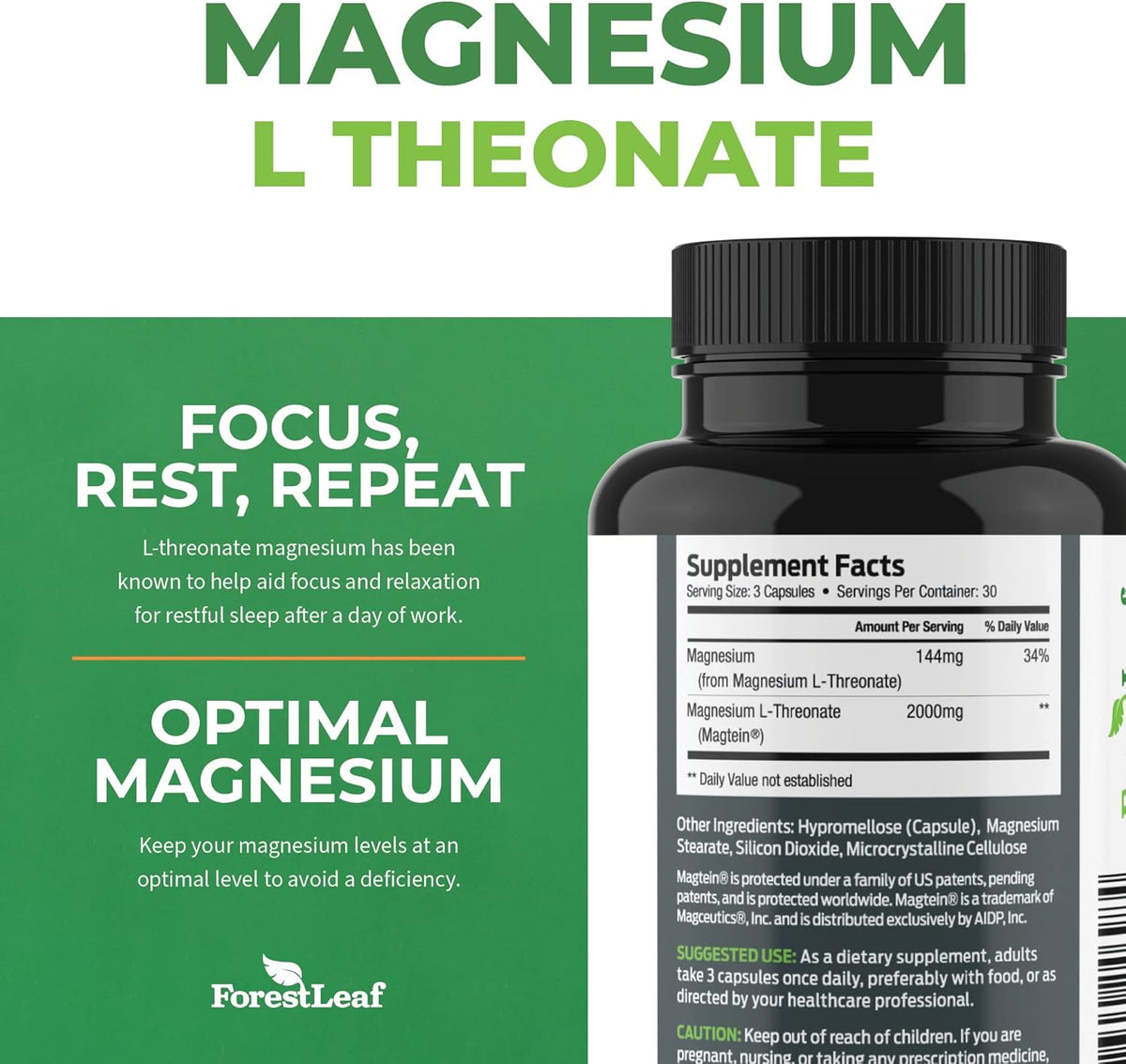 Magnesium L-Threonate Capsules 2000mg 90 Count S347