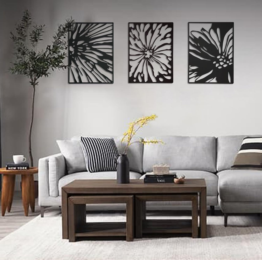 3PCS Black Metal Wall Art Decor P31427