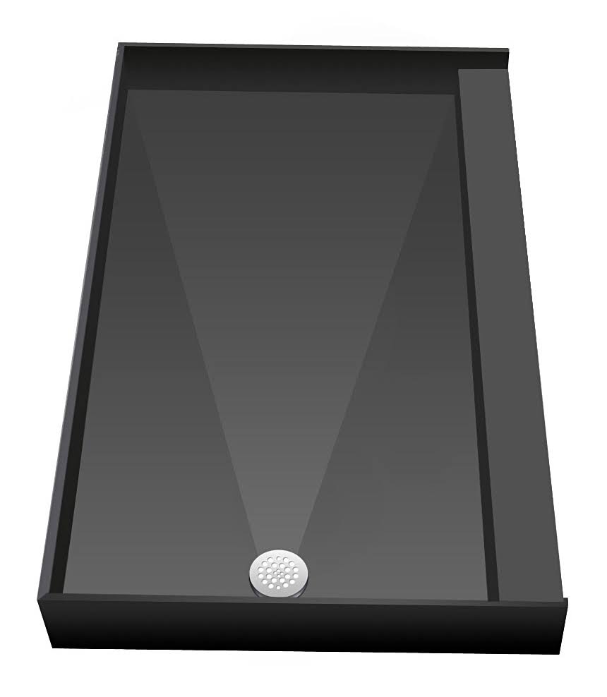 Black Single Curb Shower Pan with Left Drain Q637