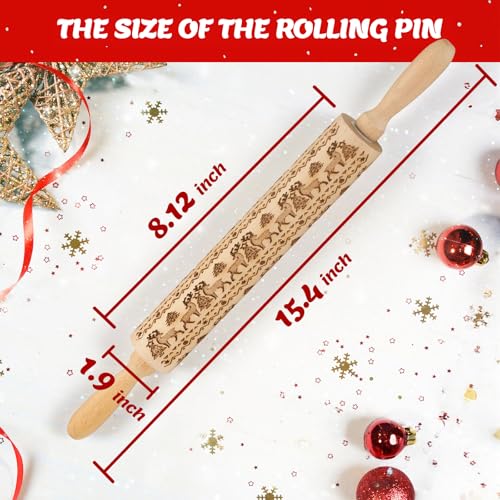 Wooden Embossed Rolling Pin with Snow Pattern S39409
