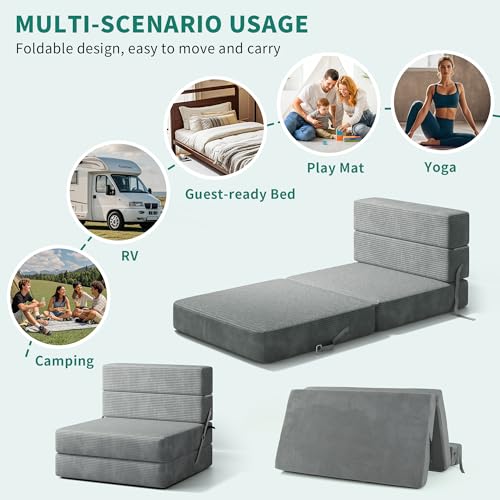 Grey Corduroy Convertible Sofa Bed Z7727