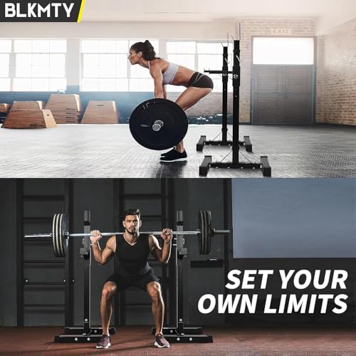 Black Adjustable Squat Rack Stand Set of 2 T851