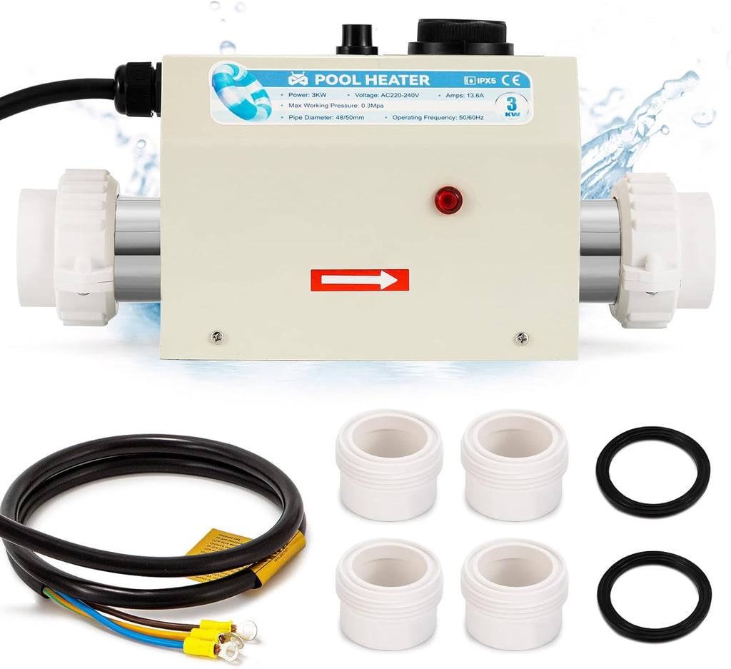 3KW 220V Electric Pool Heater with Adjustable Temperature Control T64189