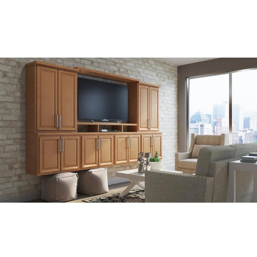 Medium Oak Diagonal Corner Wall Kitchen Cabinet J76325