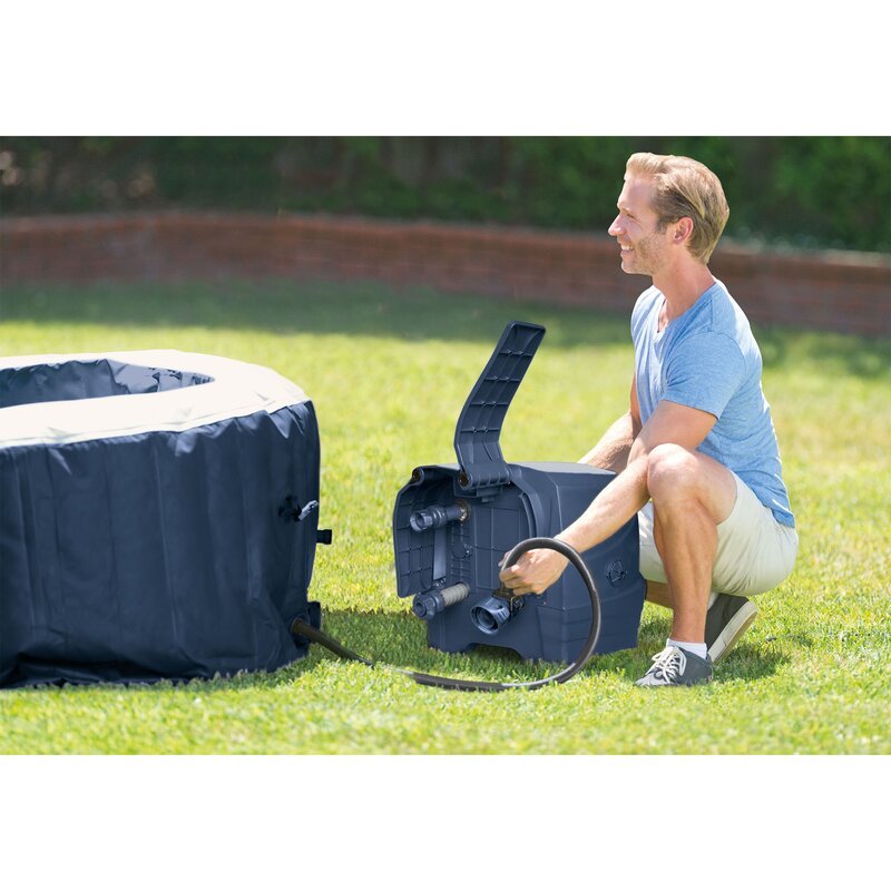 6 Person 170 Jet Vinyl Round Inflatable Hot Tub in Dark Blue R14983