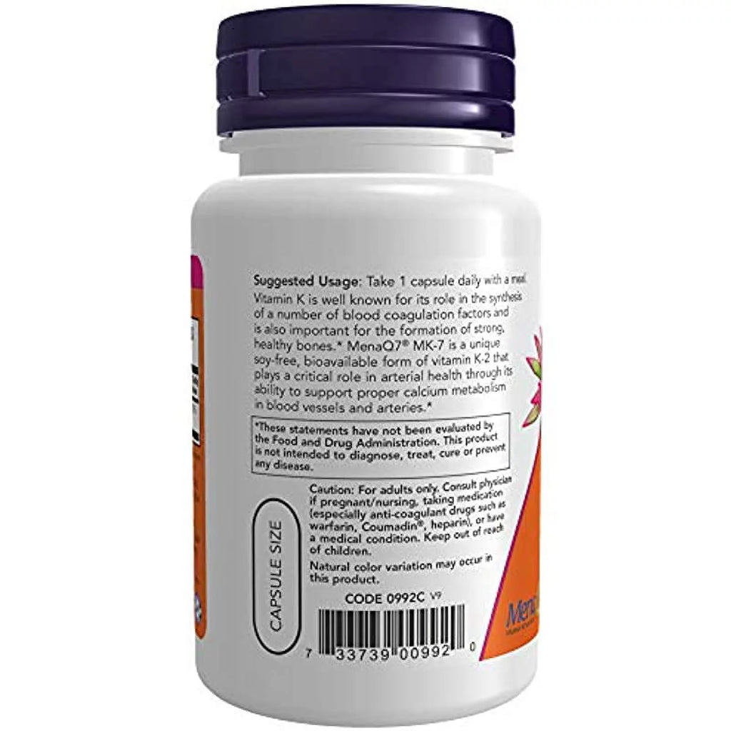 60 Veg Capsules Vitamin K-2 100 mcg Y32669
