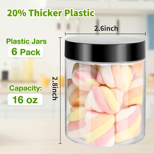 6 Pack 8 oz Clear Plastic Jars with Lids Q232387