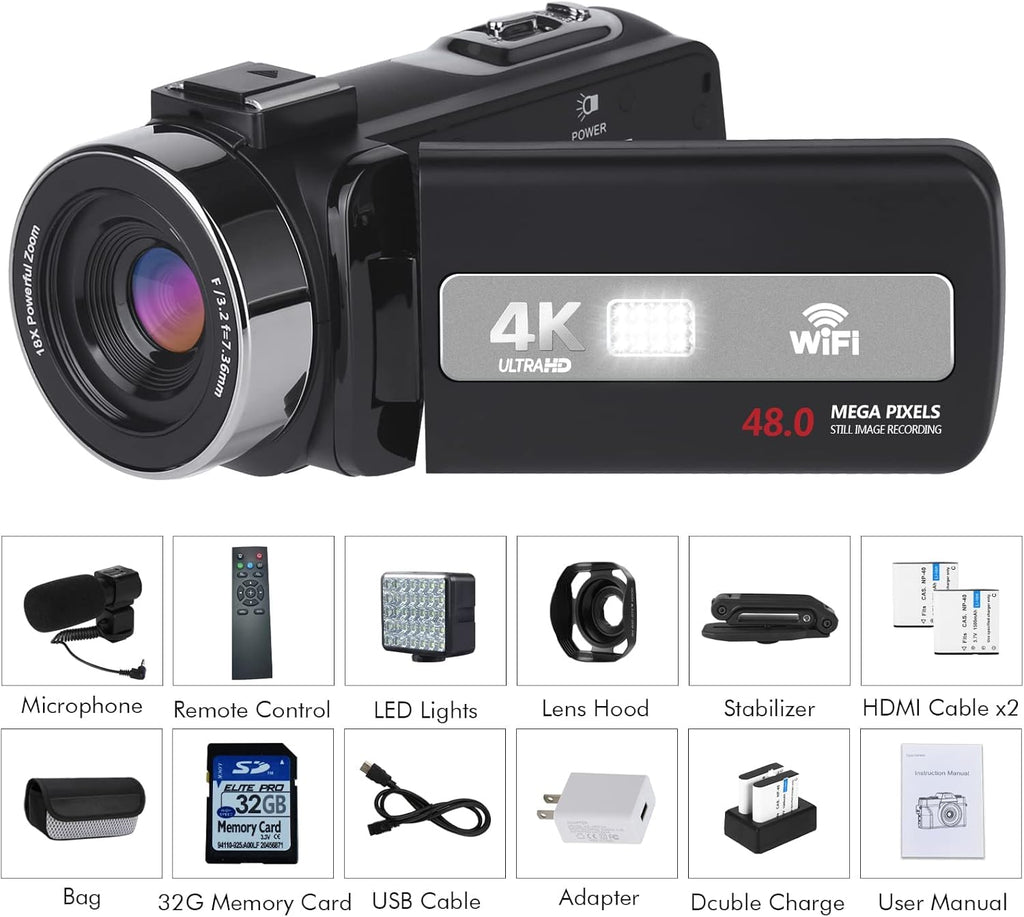 4K Camcorder 48MP 18X Digital Zoom Autofocus Camera H6847