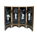 14" Hand Painted Black Lacquer with Mother of Pearl Folding Screen T6939