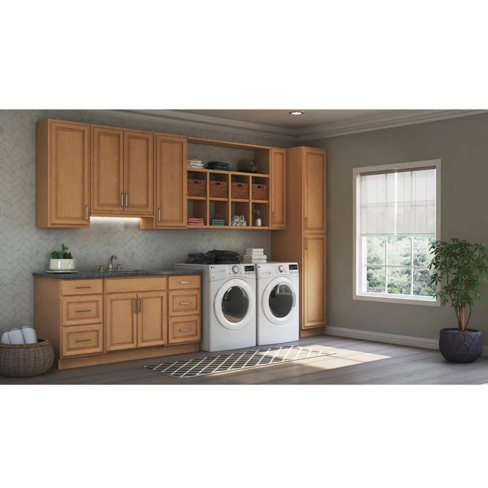 Medium Oak Diagonal Corner Wall Kitchen Cabinet J76325