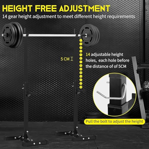 Black Adjustable Squat Rack Stand Set of 2 T851