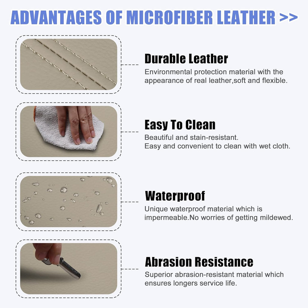 Beige Microfiber Leather Car Center Console Armrest Cover W2193