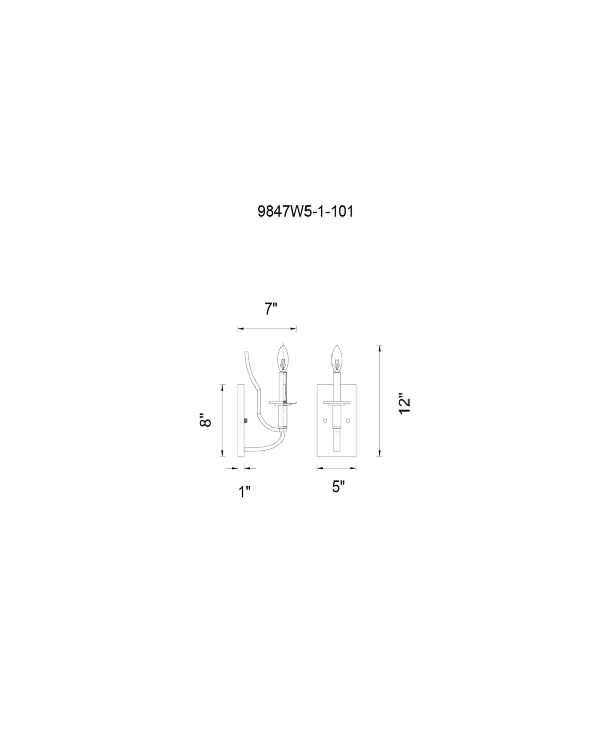 1-Light Black Sconce O220